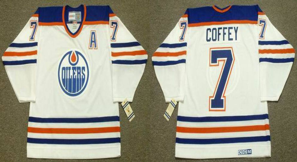 2019 Men Edmonton Oilers 7 Coffey White CCM NHL jerseys